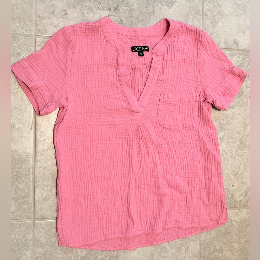 J.Crew Pink Textured Gauze Top | Size XS
